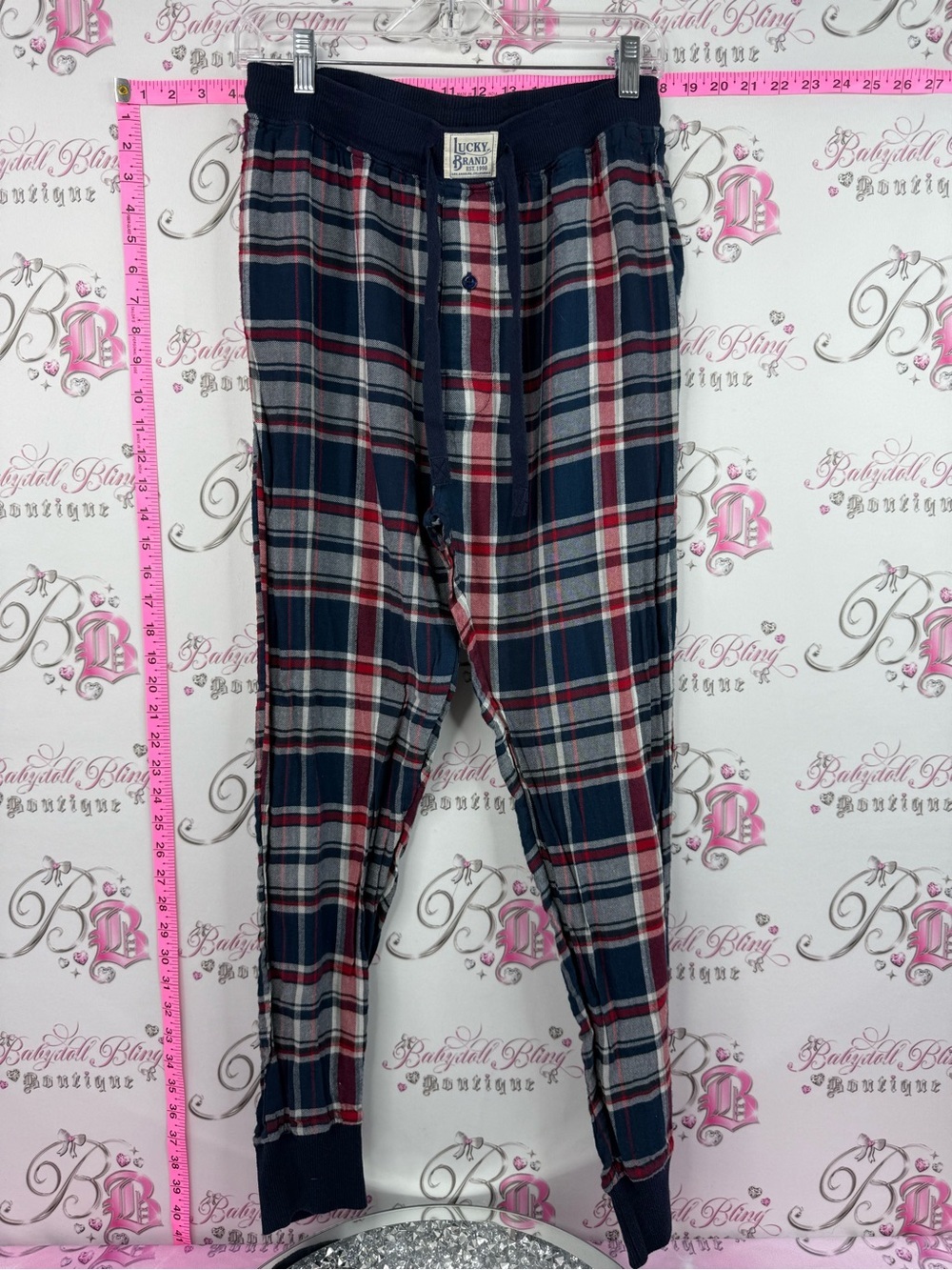 Lucky Brand pj pants lounge Navy, Red & Gray Plaid Knit Joggers